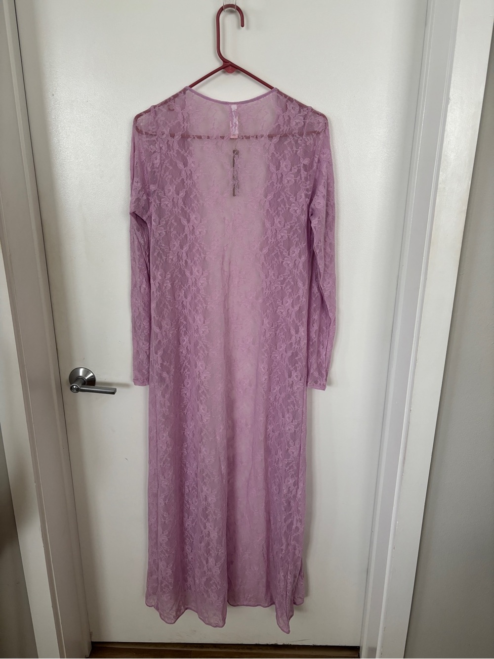 SKIMS Baby Pink Stretch Lace Robe - Picture 7 of 7